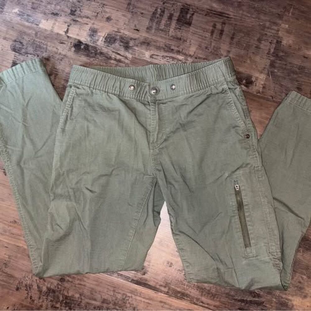 Vuori Ripstop Pants Green Sporty Work Elastic Zip Fitted No Drawstring Women’s S